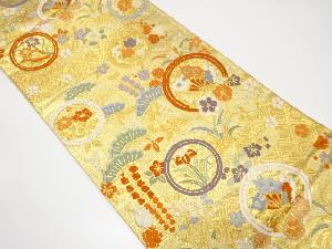 丸に松・藤・桜・蝶模様織り出し袋帯